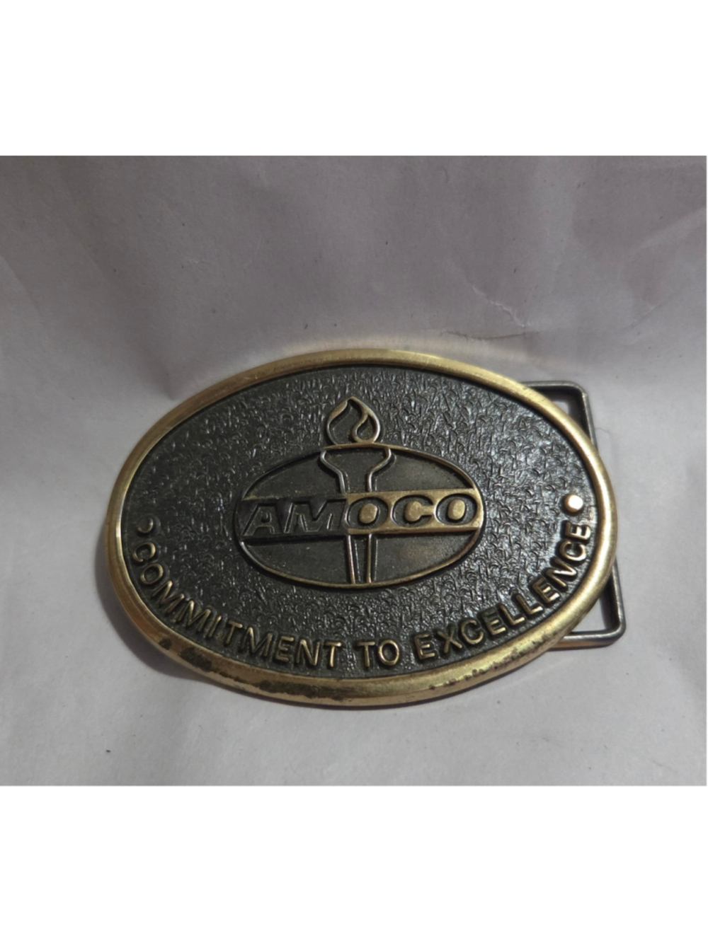 Men's Vintage Amoco Gas Fuel Solid Brass Belt Buckle One Size